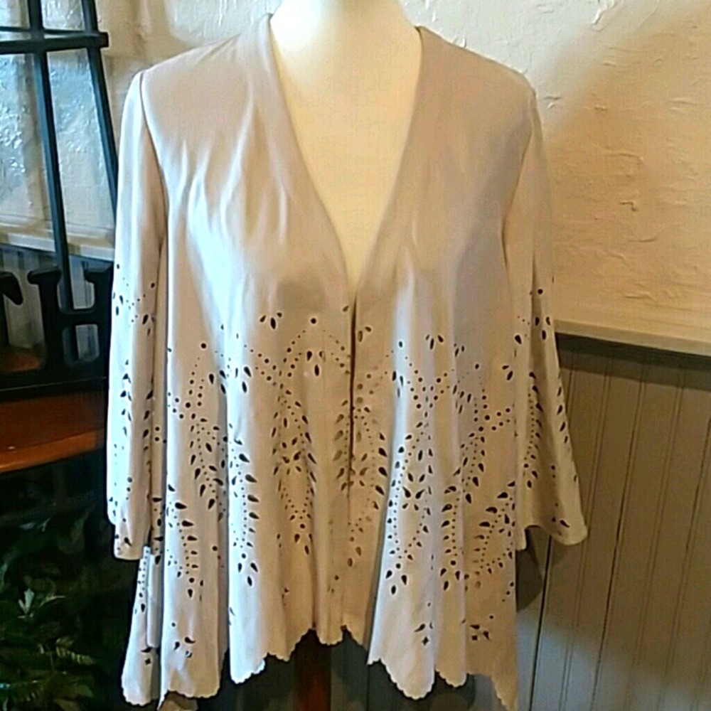 Chico's Cream Cape with Eyelet Details